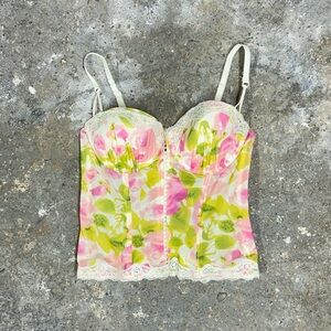 Pink Floral Lace Corset